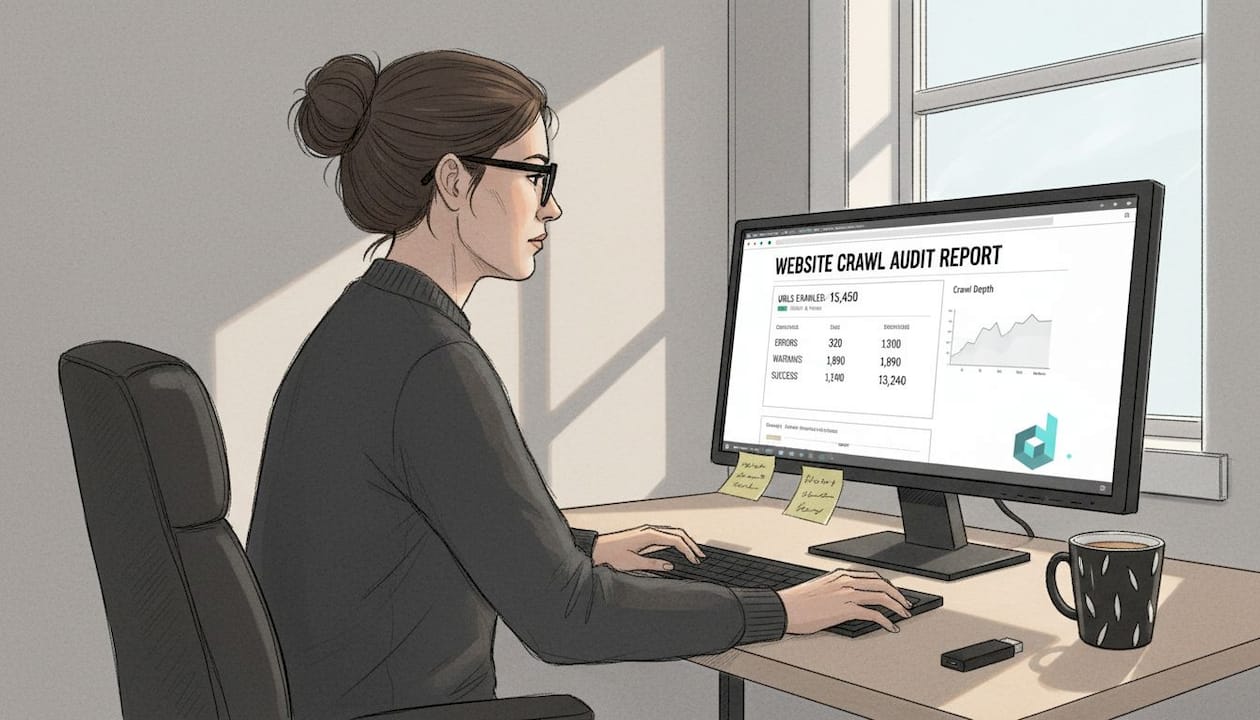 SEO specialist running website crawl audit