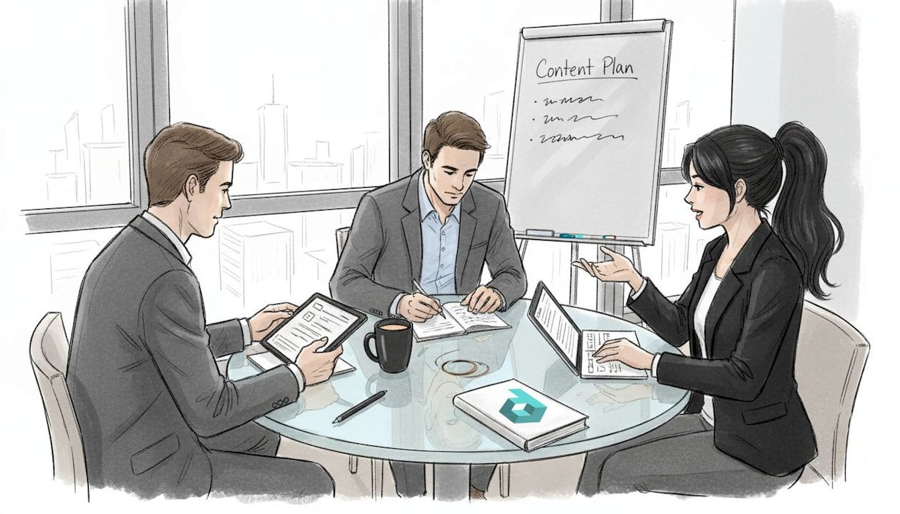 Team working together on content strategy planning