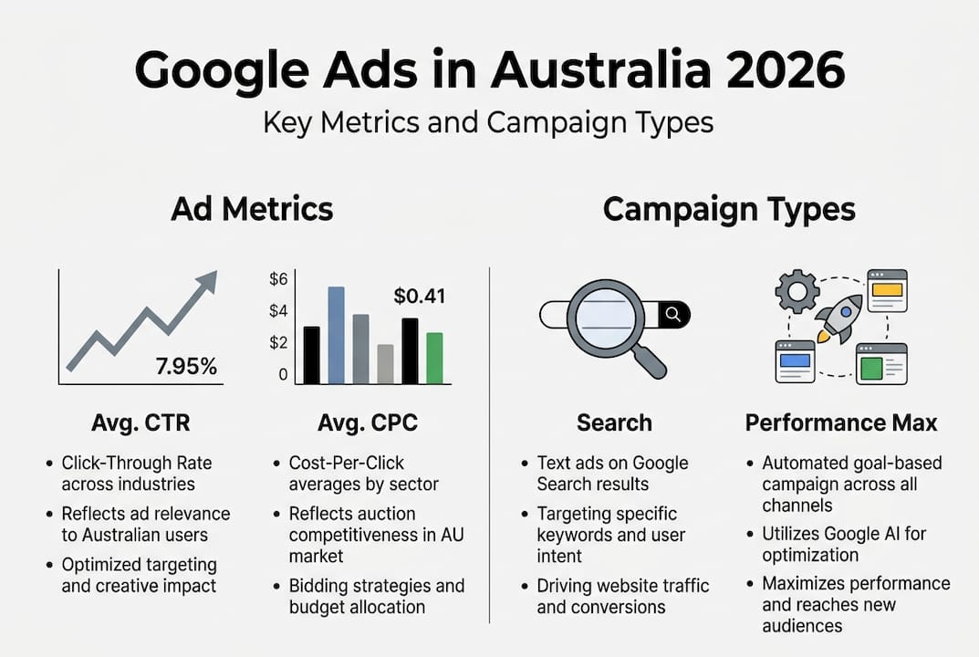Infographic of Google Ads Australia metrics