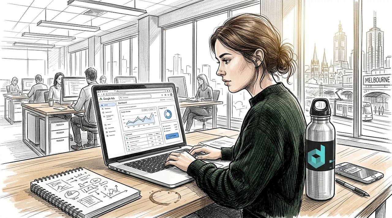 Marketer managing Google Search campaign