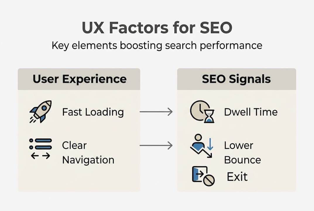 Infographic showing UX and SEO key factors