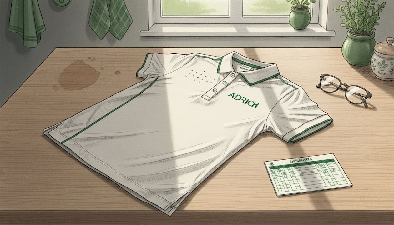 Detailní zpracování golfového trika s větracími průduchy a decentním logem.