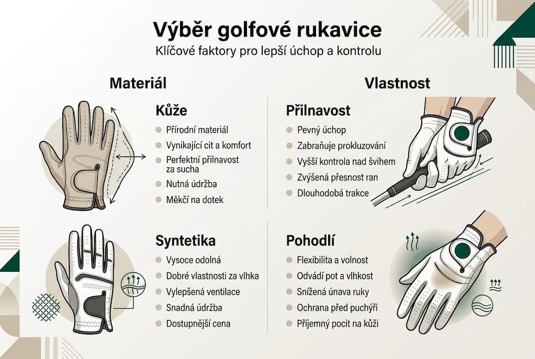 Přehledná infografika: Na co se zaměřit při výběru golfové rukavice