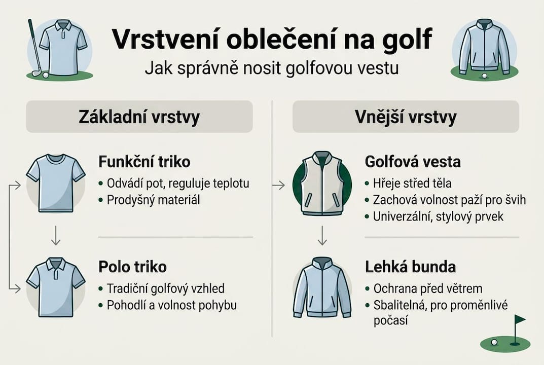 Jak správně vrstvit oblečení s golfovou vestou – přehledná infografika