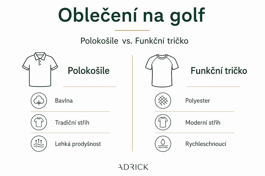 Přehled rozdílů v golfovém oblečení na jedné infografice