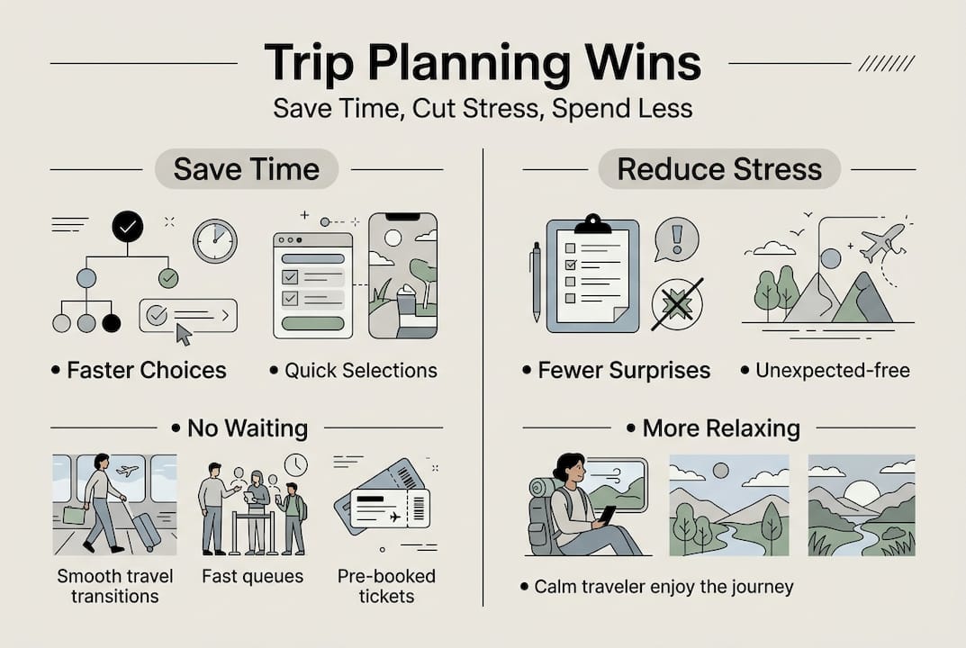 Infographic of trip planning time and stress savings