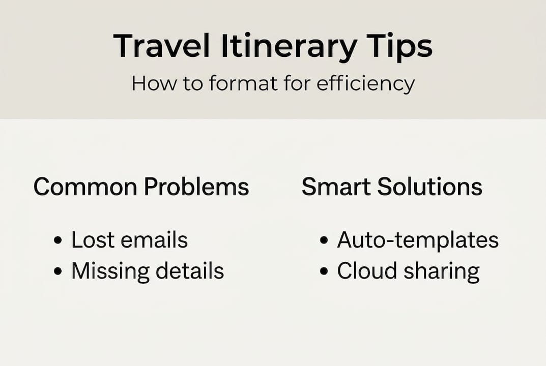 Infographic comparing itinerary problems and solutions