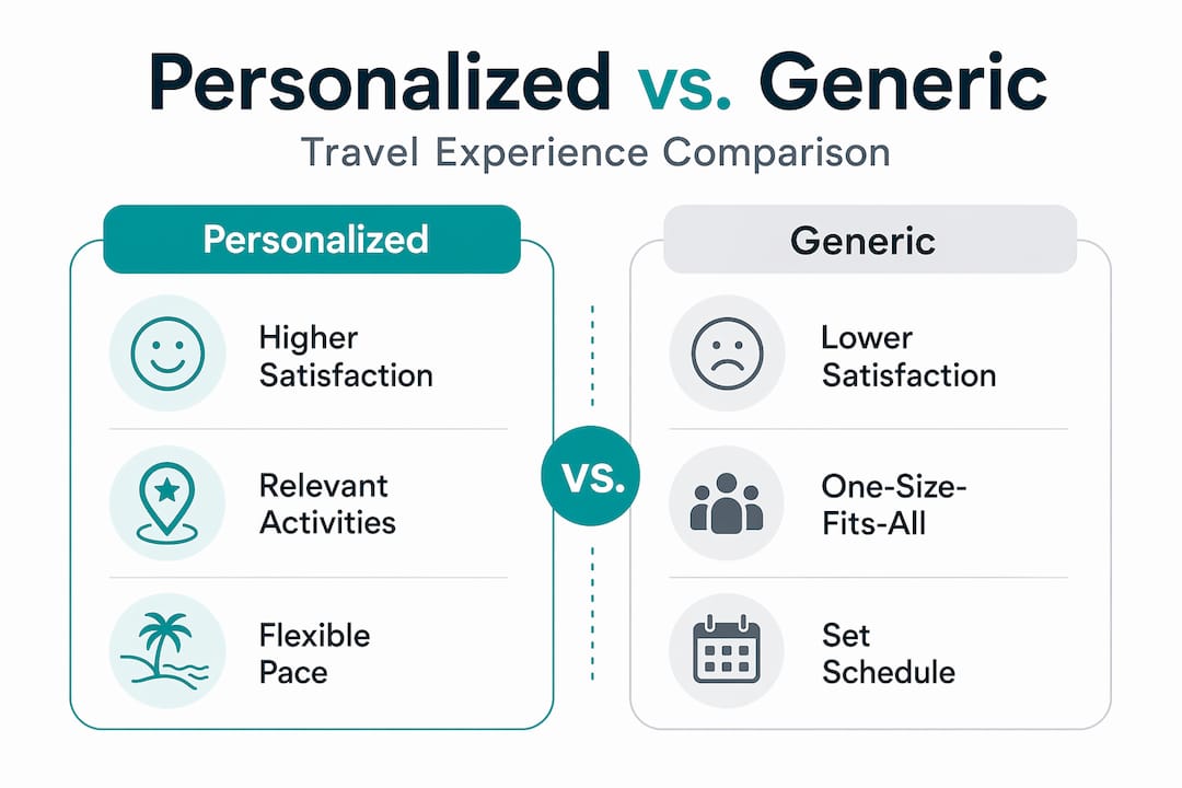 Infographic comparing personalized and generic travel plans