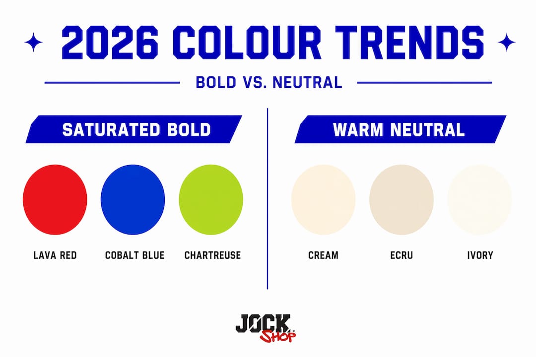 Infographic comparing bold and neutral 2026 colour trends