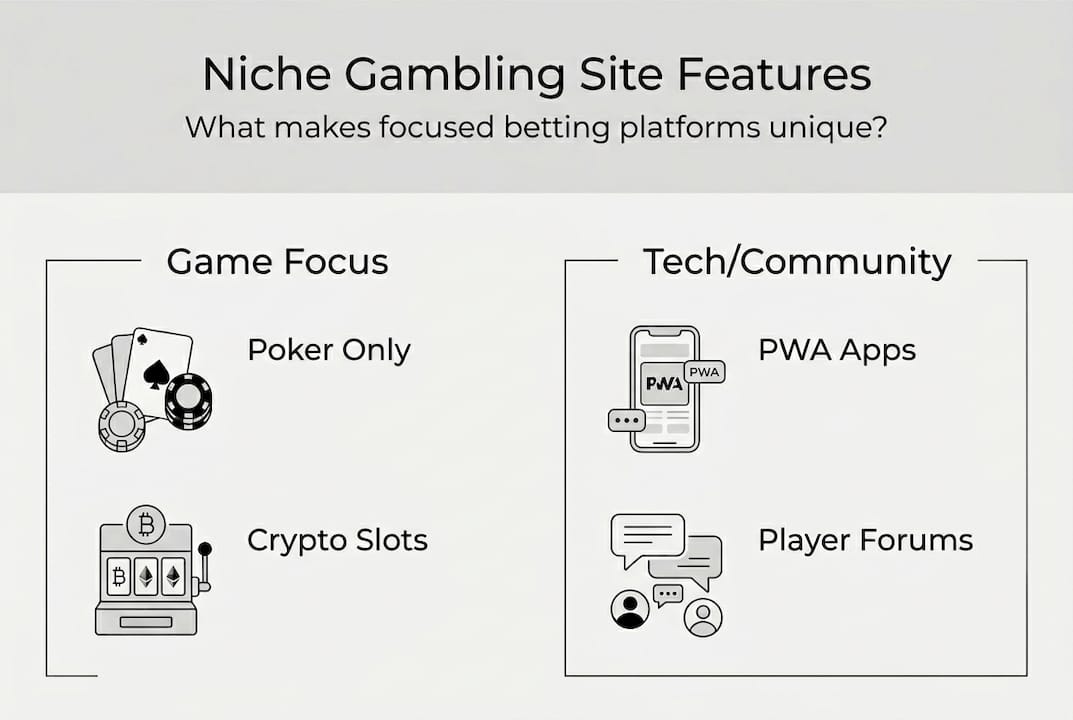 Infographic showing niche gambling site features