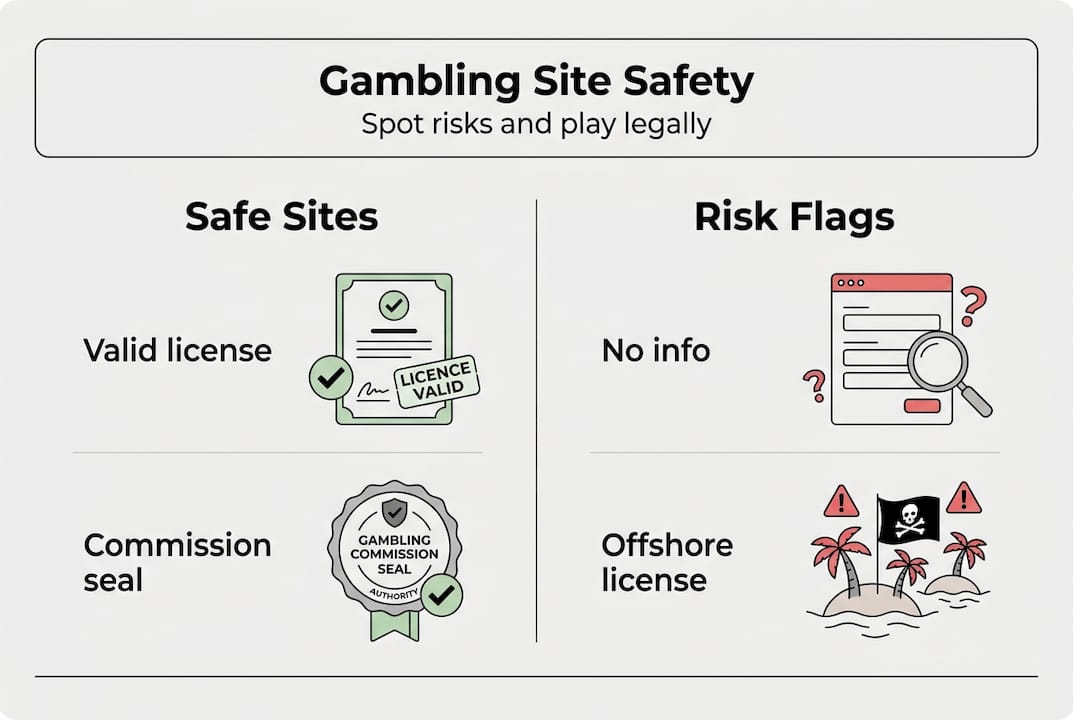 Infographic comparing safe and risky gambling sites