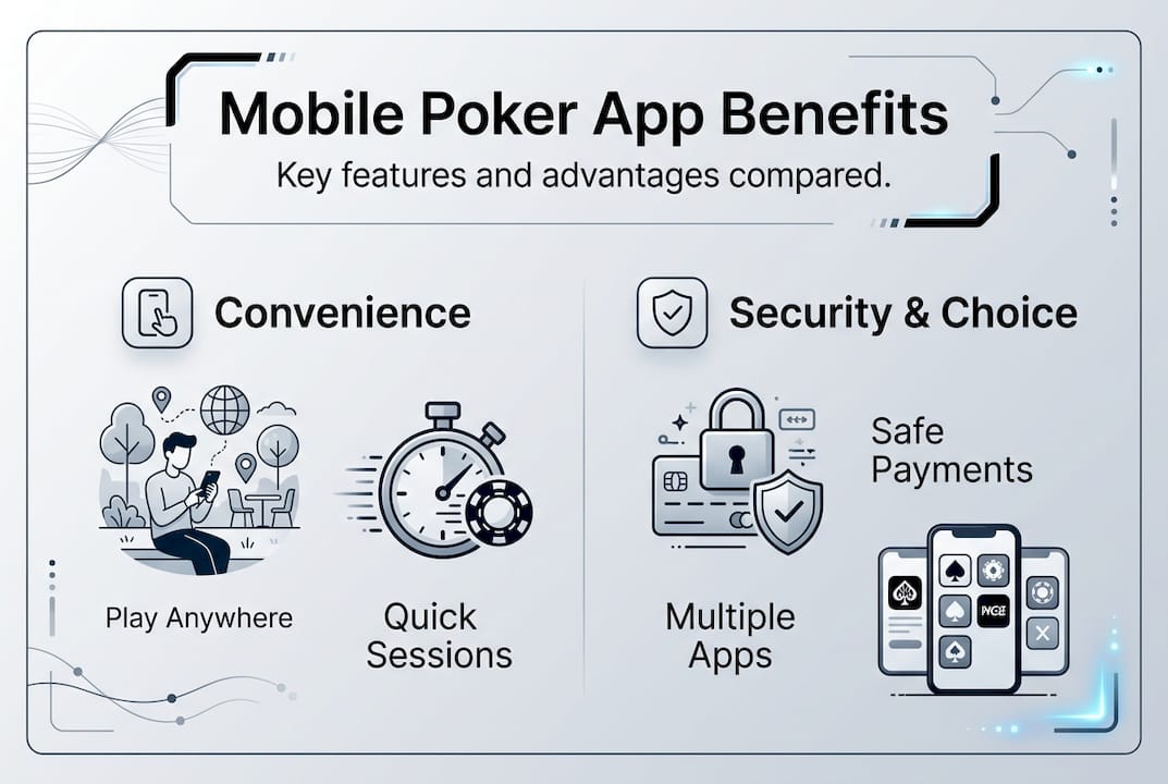 Infographic showing mobile poker app features