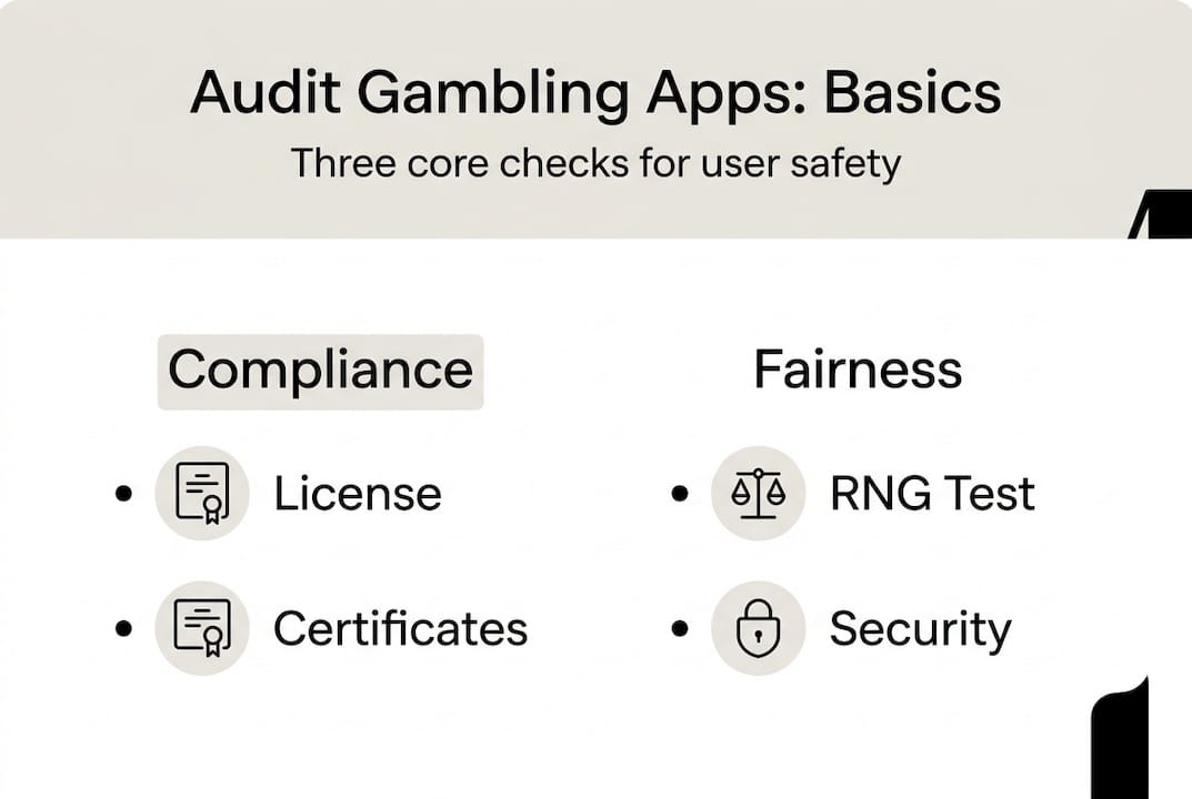 Infographic of key audit steps for gambling apps