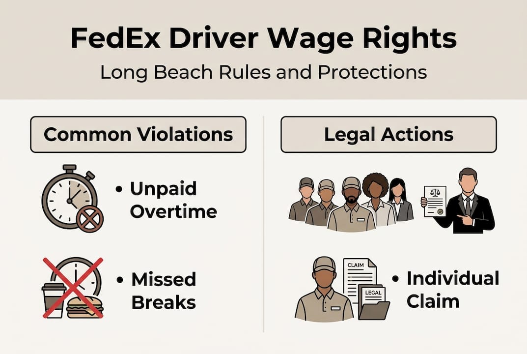 Infographic of FedEx drivers' wage violation types