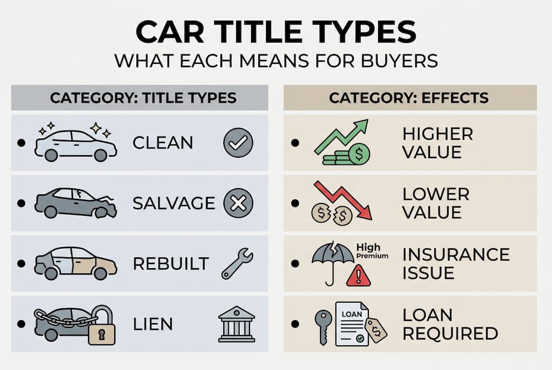 Infographic shows car title types and effects