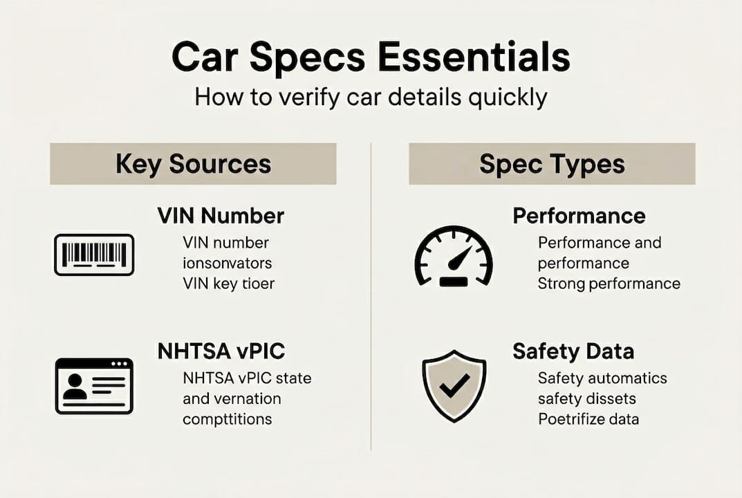 Infographic with car specs sources and spec types