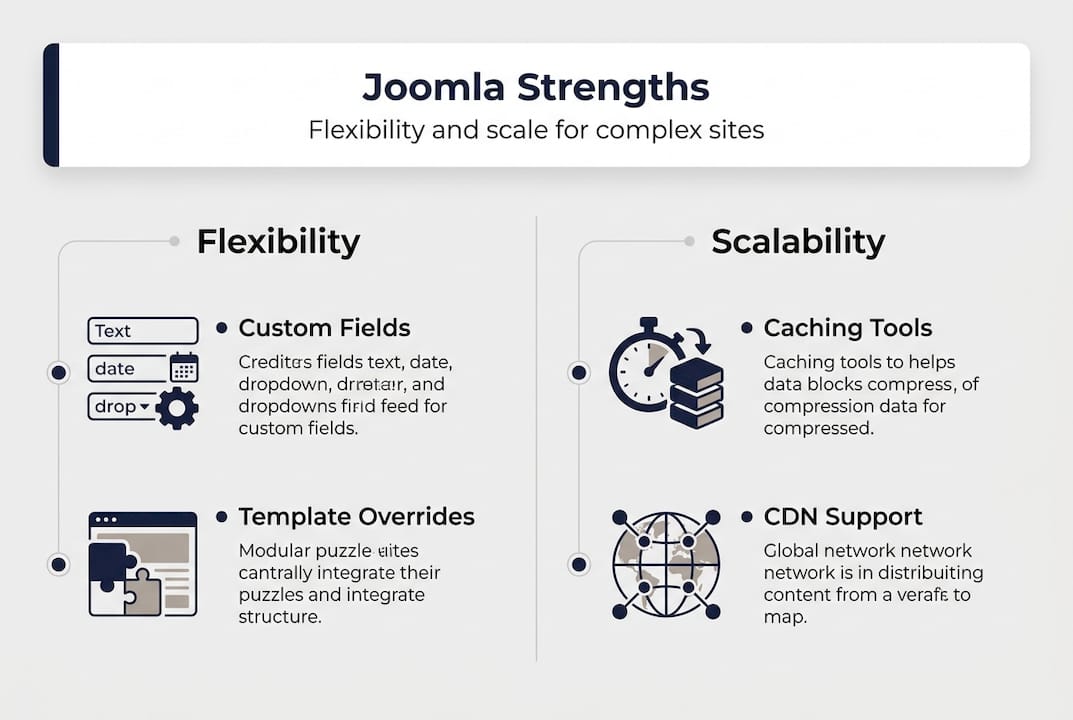 Infographic of Joomla flexibility and scalability