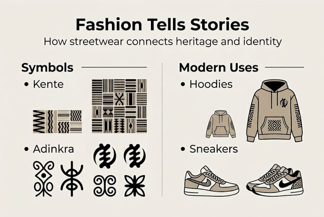 Infographic connecting symbols and streetwear uses