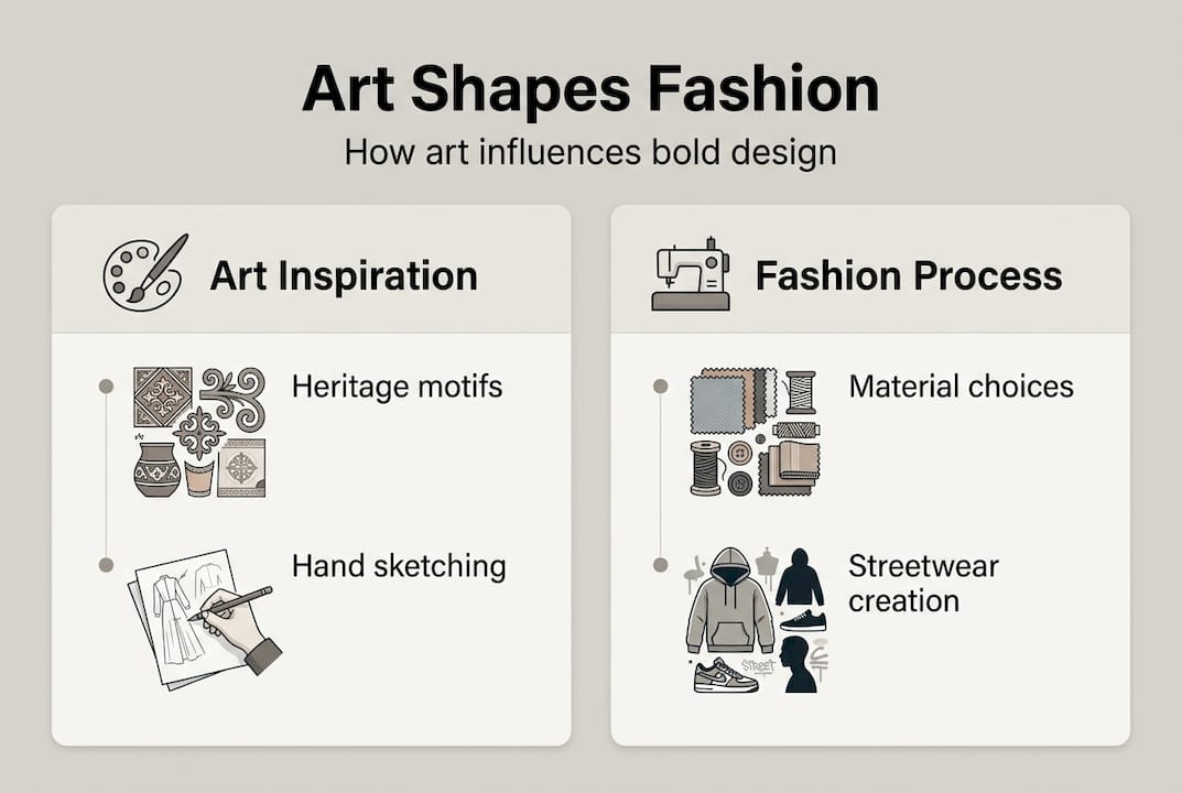Infographic showing art-fashion connection steps