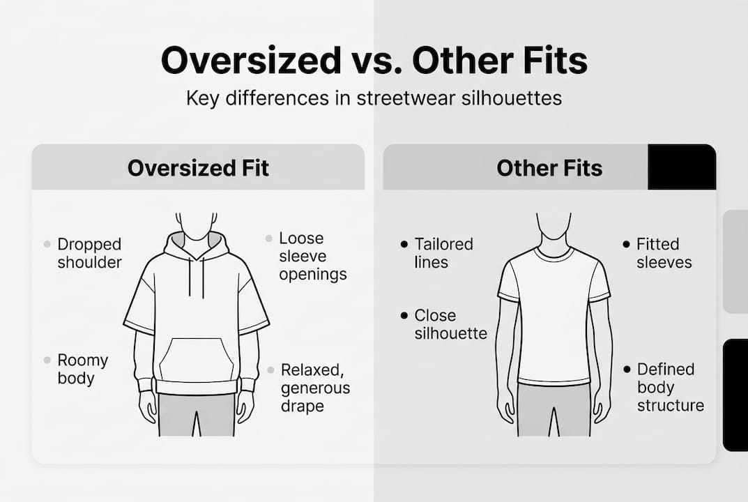 Infographic comparing oversized and regular fits