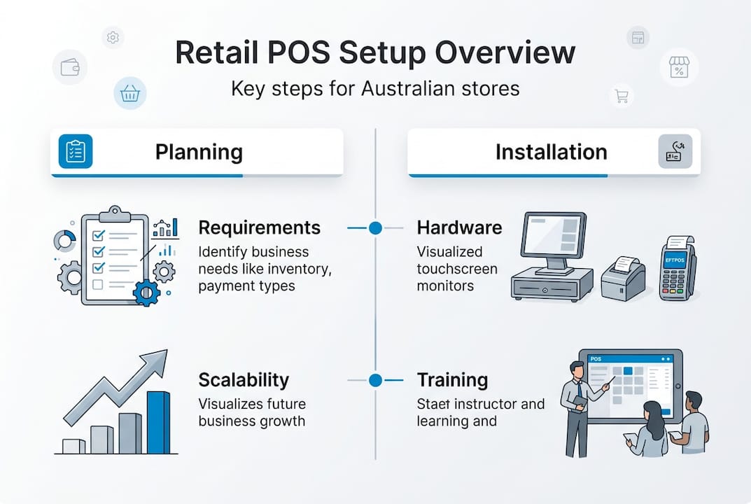 Infographic showing retail POS setup steps