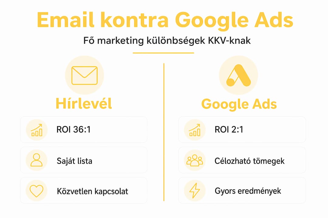Infografika: Email hírlevél vagy Google Ads? Előnyök és különbségek egy helyen