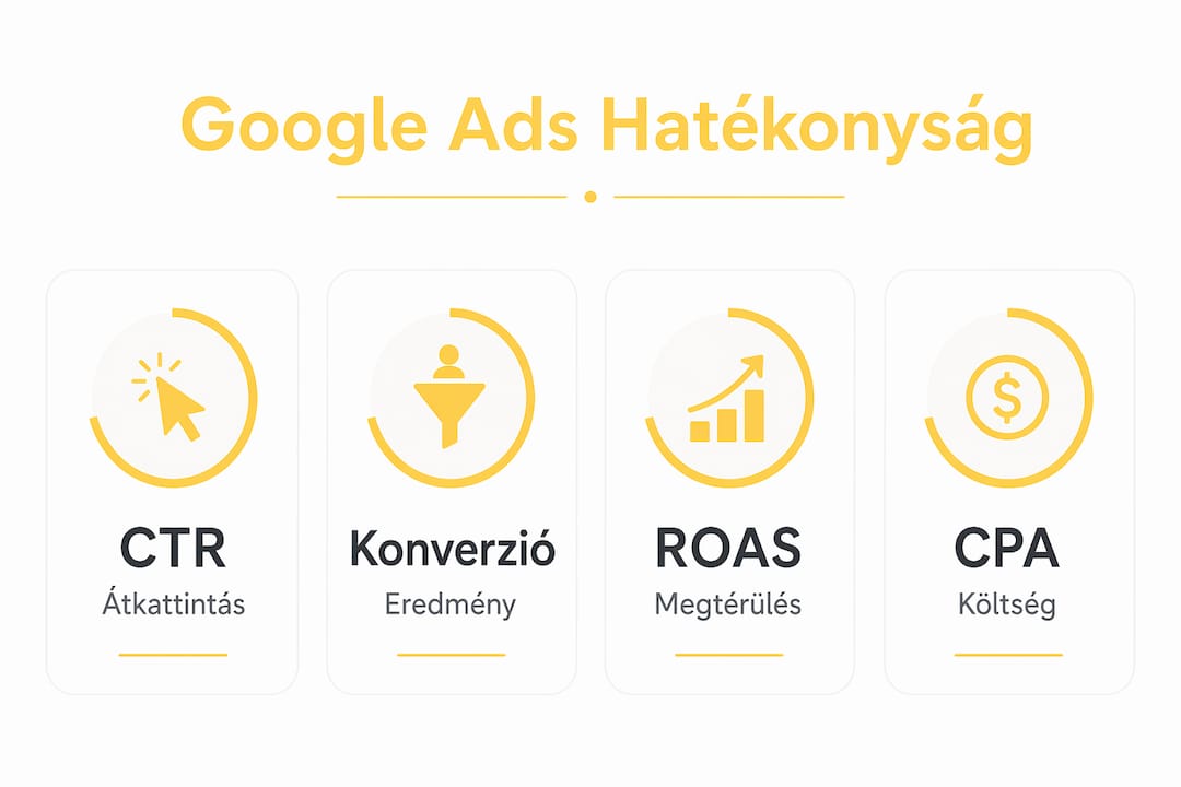 Google Ads eredményességi mutatókat bemutató infografika