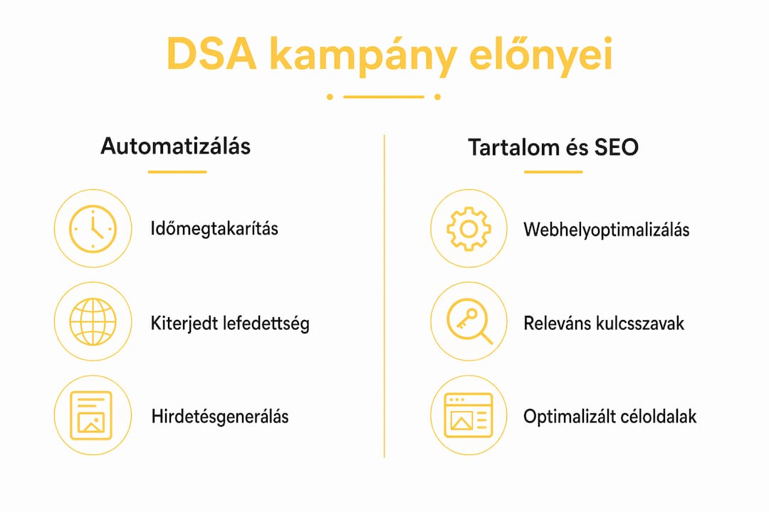 Infografika: DSA kampányok legfőbb előnyei egy helyen – összehasonlító áttekintés