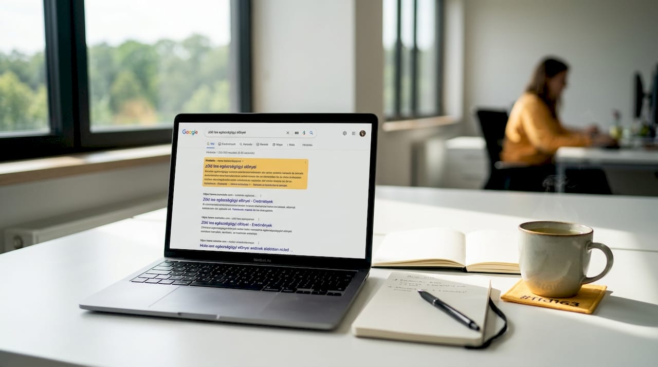 Google-hirdetések kezelése laptopon, otthoni iroda kényelméből