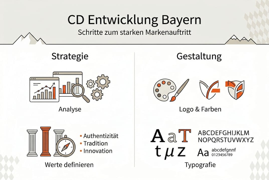Infografik: Entwicklung eines Corporate Designs in Bayern