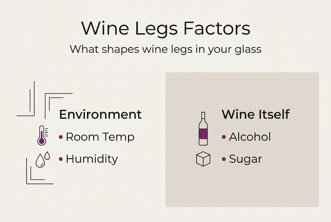 Infographic summarizing wine legs factors