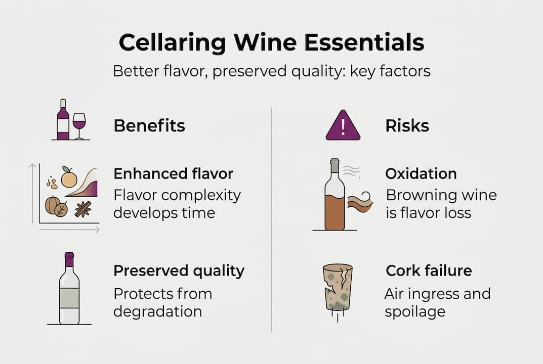 Infographic showing cellaring wine benefits and risks