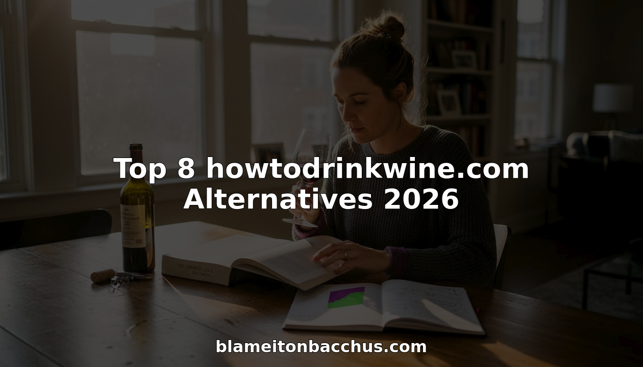 Woman studying wine at kitchen table with textbook and tasting glass