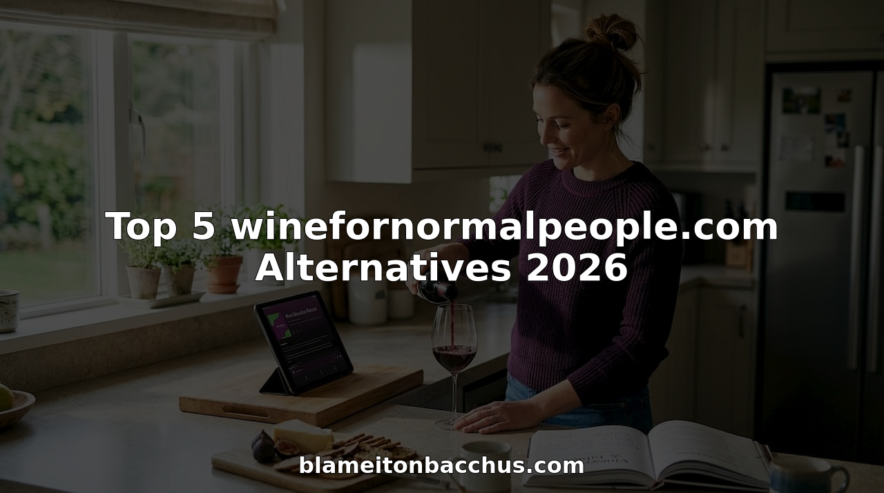 Woman learning about wine in home kitchen