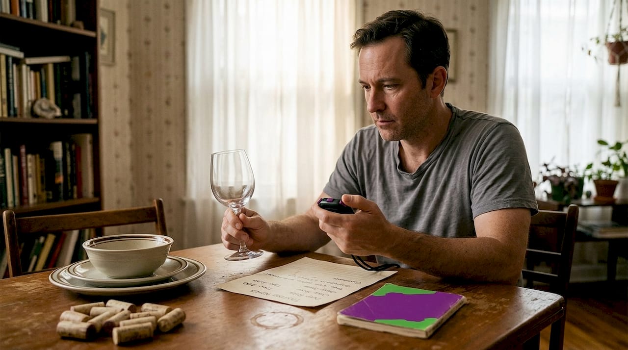 Man times wine finish after tasting