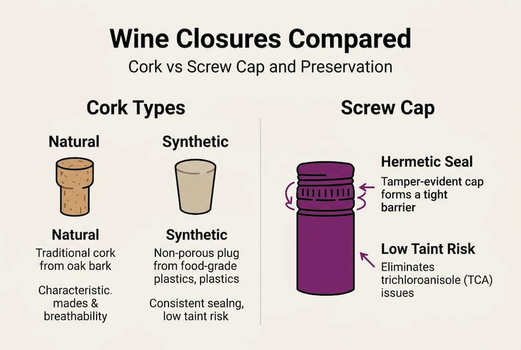 Infographic comparing wine closures