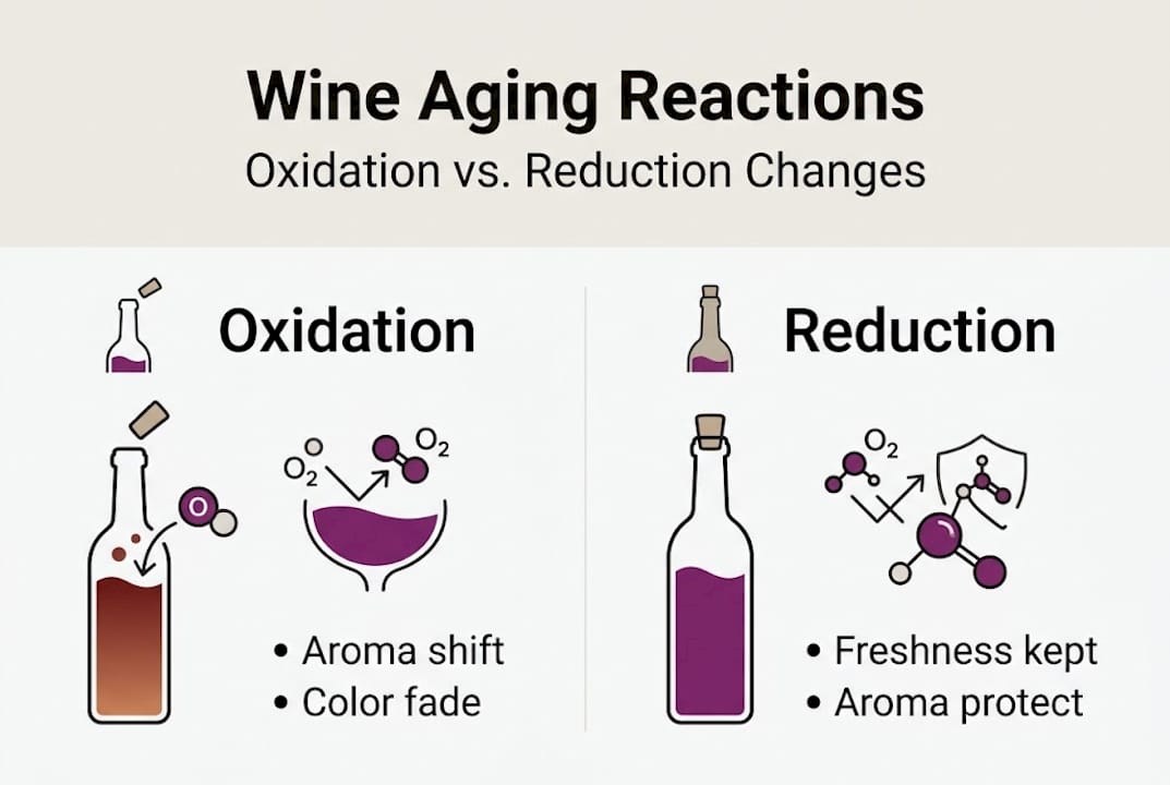 Infographic compares wine aging reactions