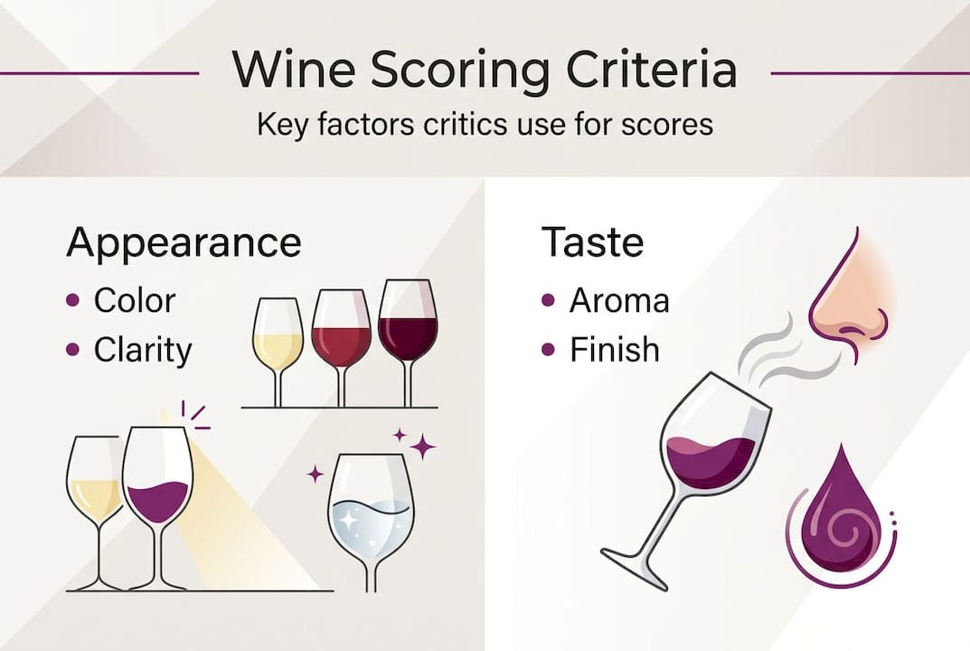 Infographic showing wine scoring criteria summary
