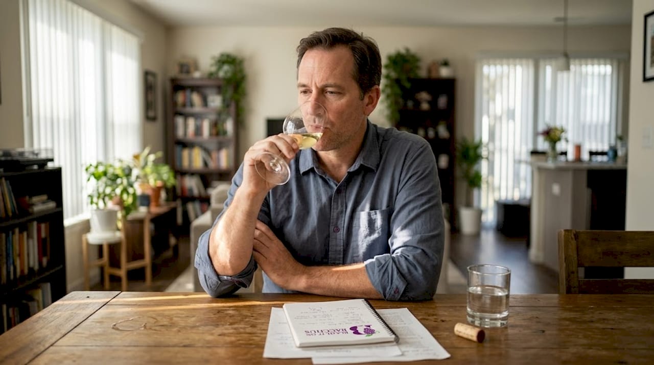 Man focusing on wine tasting process