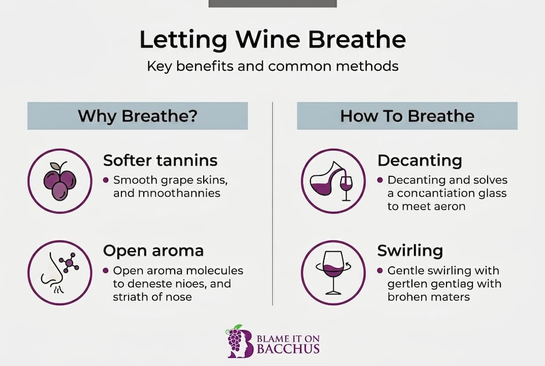 Infographic showing why and how to let wine breathe