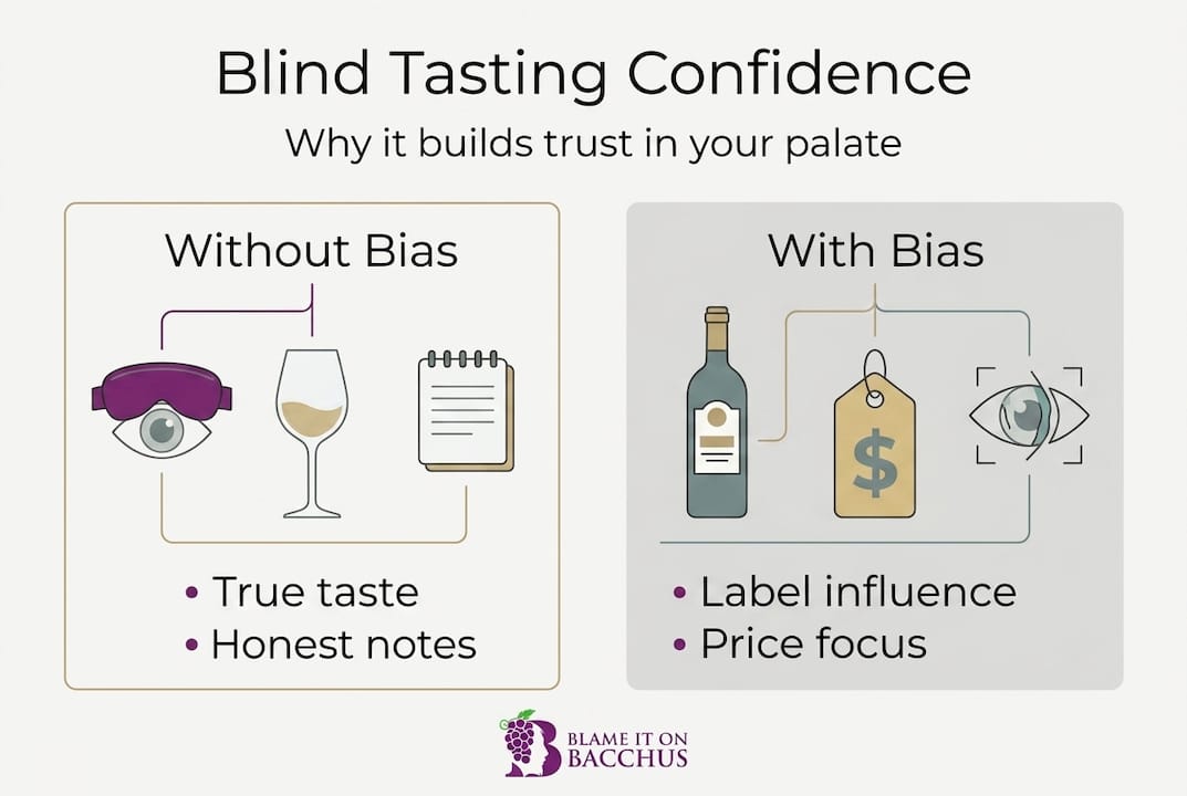 Infographic showing bias vs bias-free tasting