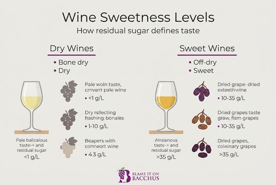 Infographic showing wine sweetness levels