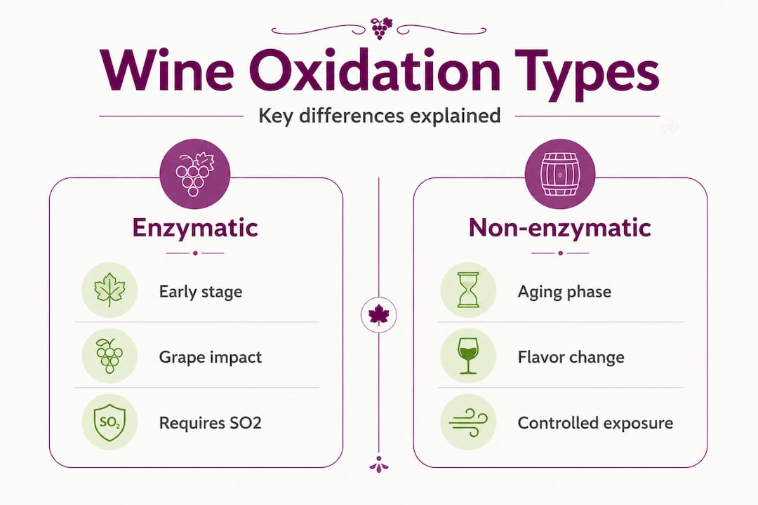 Infographic comparing wine oxidation types