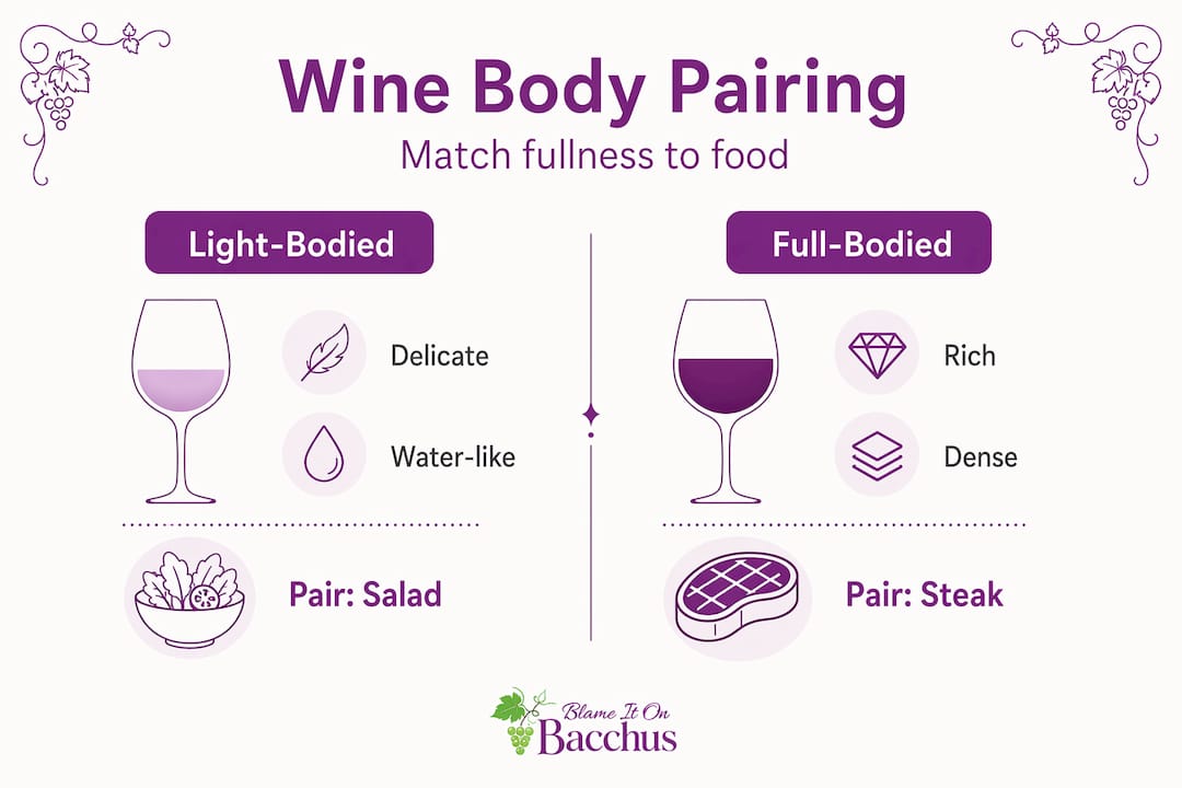 Infographic matching wine body to foods