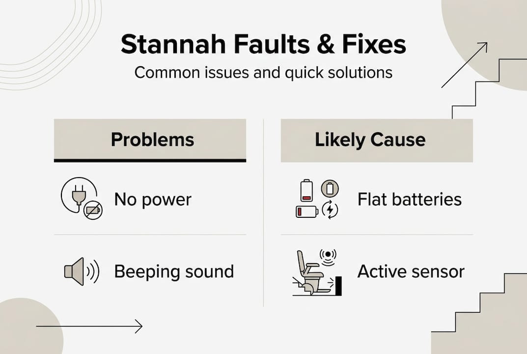 Infographic showing Stannah faults and fixes