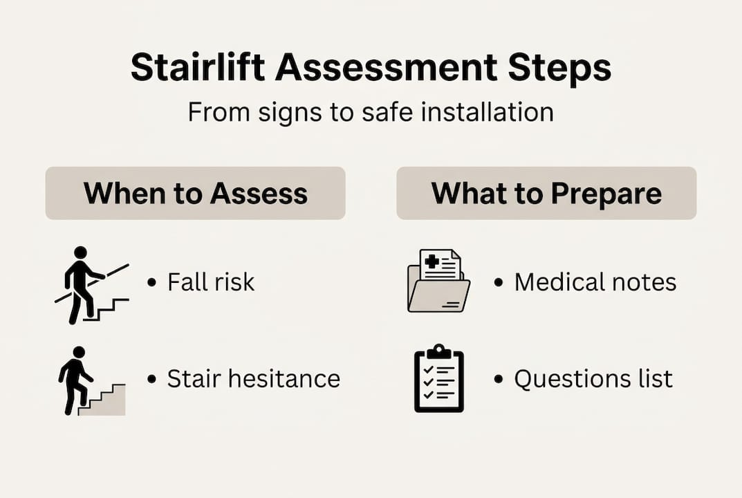 Infographic showing stairlift needs assessment steps
