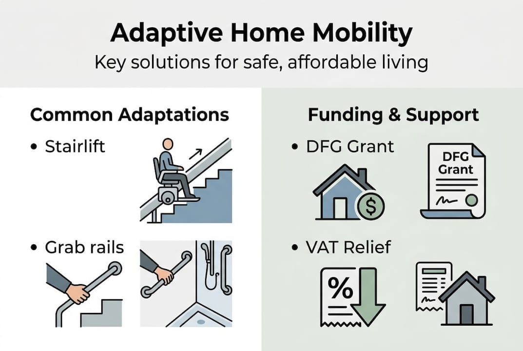 Adaptive home mobility infographic key solutions and support