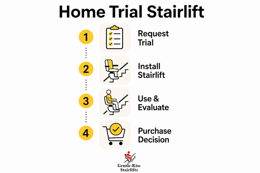 Infographic showing home stairlift trial steps