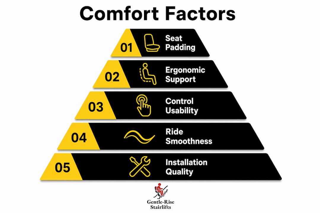 Infographic illustrating stairlift comfort factors hierarchy