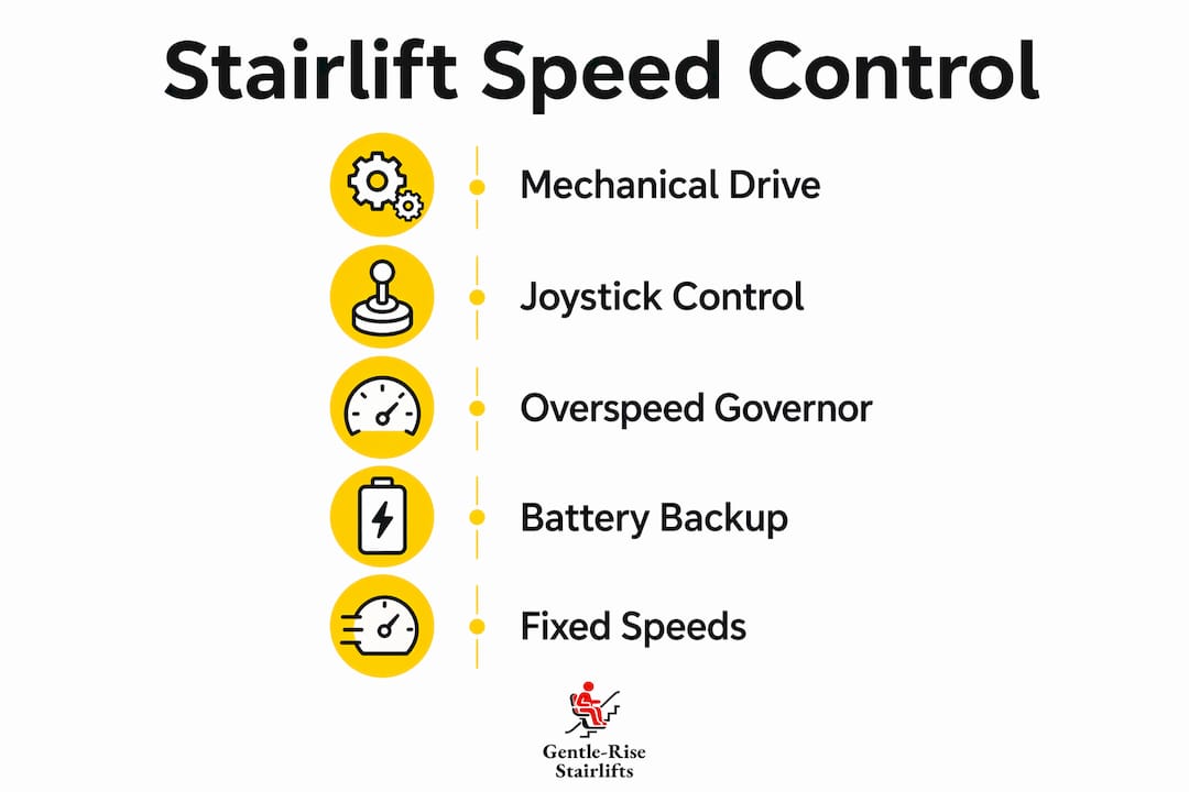 Infographic showing stairlift speed control main components
